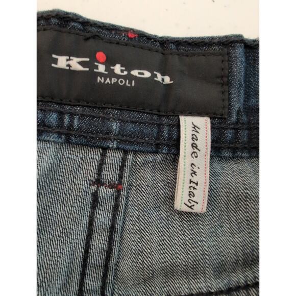 Kiton Selvedge Jean Men Size 34 (32x30)* Button Fly Straight Leg Dark Wash Italy - Picture 6 of 16